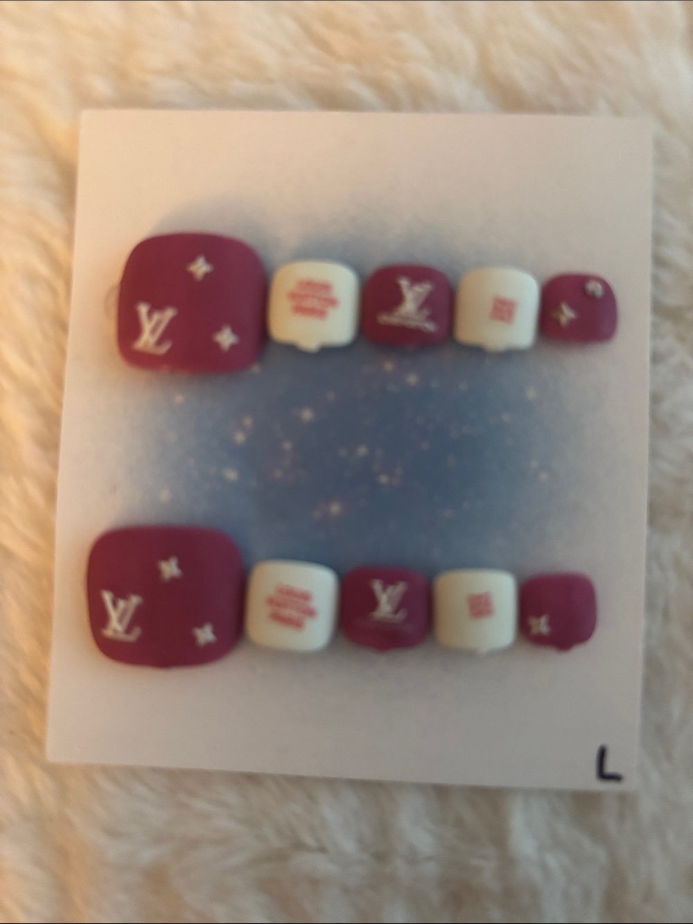 Designer-Inspired Pink and White Toe Nail Set